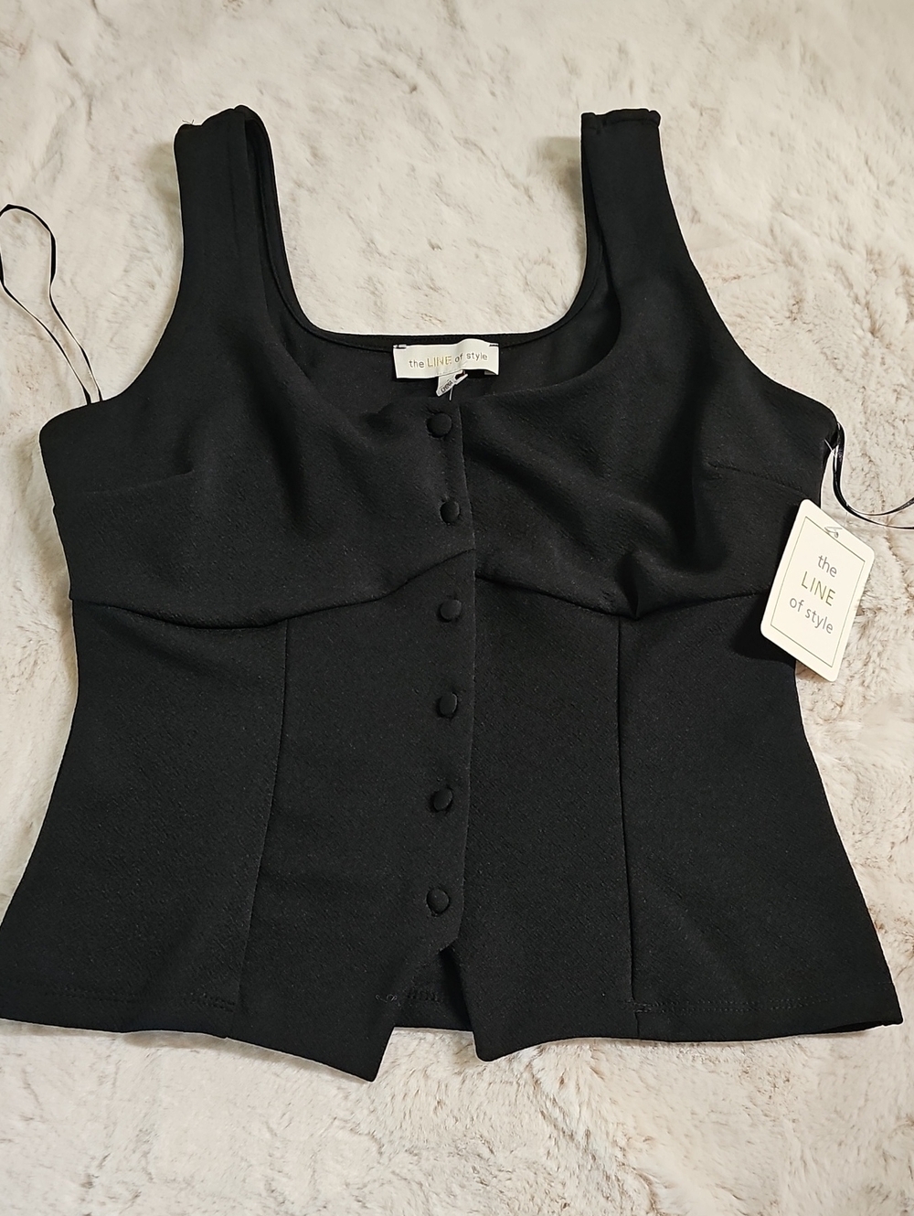 The Line of Style Women's Black Button-Front Tank Top